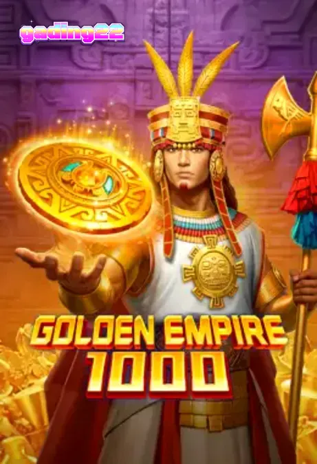 Pemandangan kuil Mesoamerika dengan simbol artefak emas dalam slot Golden Empire 1000